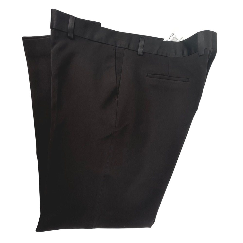 David's Bridal Dress Pant Women‎ 14 Black Trouser Tuxedo Style Faux Silk Waist
